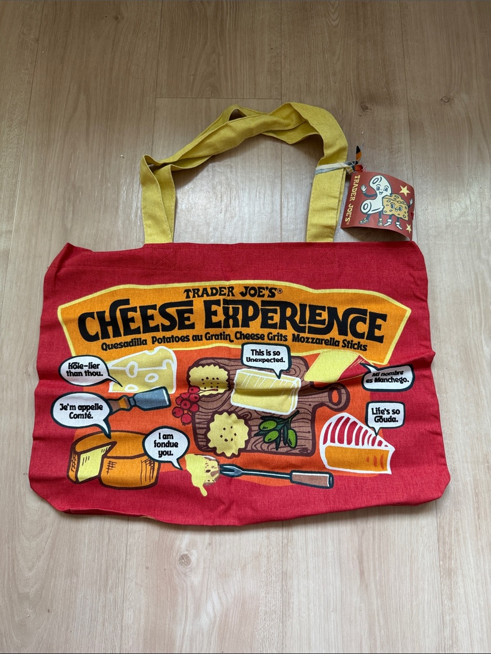 Trader Joe's Cheese Experience Tote Bag - Red & Yellow